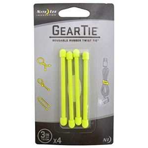 NITE IZE Gear Tie 3" 4 Pack - Yellow