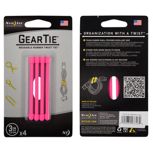 NITE IZE Gear Tie 3" 4 Pack - Pink