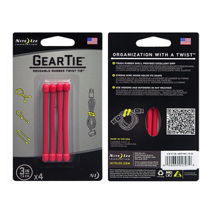 NITE IZE Gear Tie 3" 4 Pack - Red