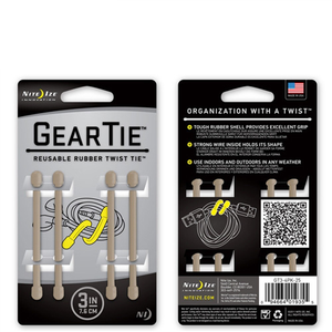 Gear Tie 3" 4 Pack - Desert Tan by NITE IZE