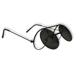 Sunglass Round Flip Black