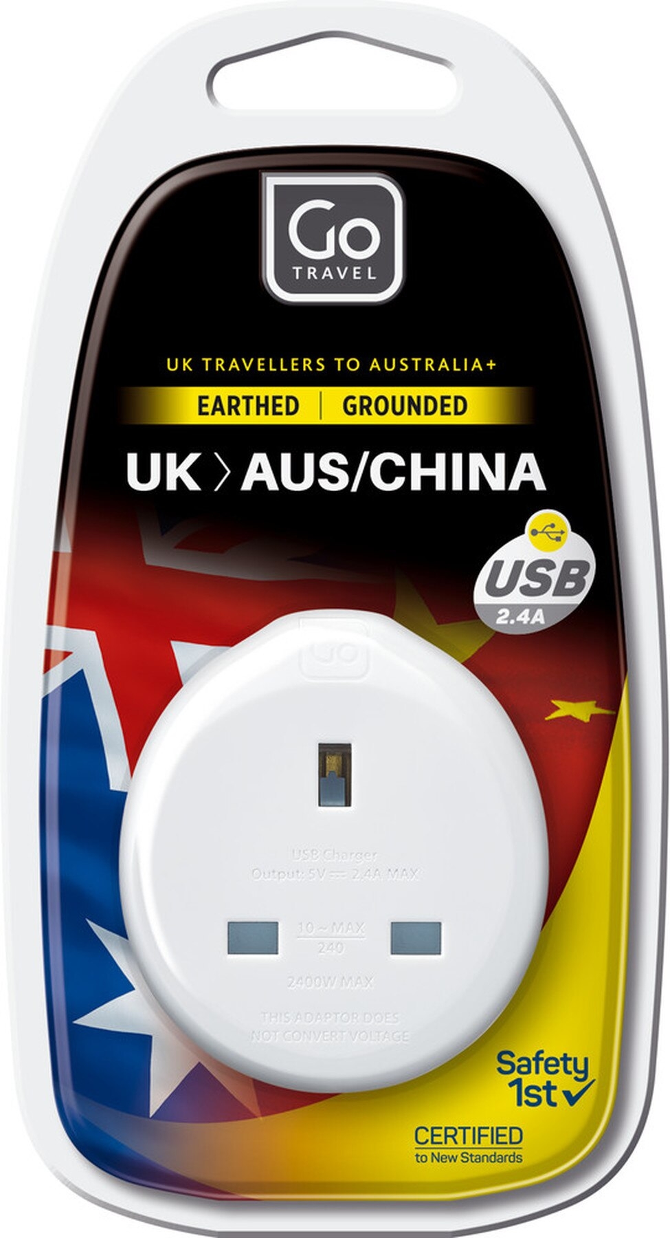 GO TRAVEL UK AUS Adaptor + USB Wide Range of Essential Travel