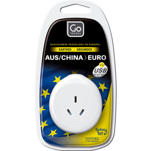 AUS - EU Adaptor + USB by GO TRAVEL