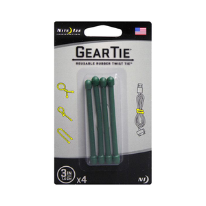 NITE IZE Gear Tie 3in 4 Pack - Foliage Green