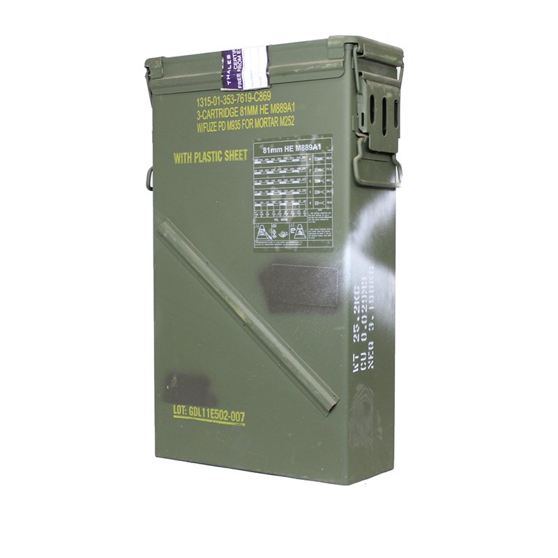 Surplus U.S Military PA156 81mm Mortar Ammo Can Used Surplus U.S Military PA156 81mm Mortar Ammo Can Used