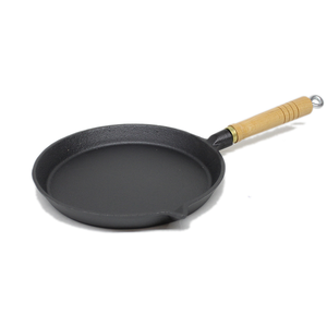 8" Round Cast Iron Frypan with Wooden Handle by OUTBOUND