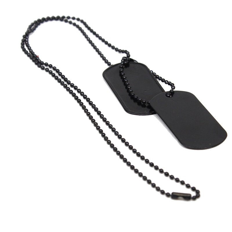 Personalized Black Dog Tag - Military Style With Engraved Text