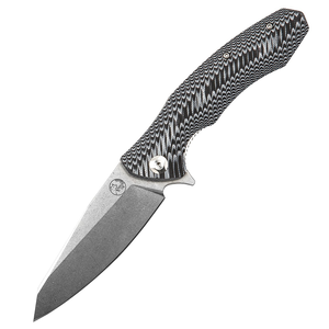TASSIE TIGER KNIVES Folding D2 Pocket Knife with Black & White G10 Scales