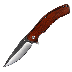 TASSIE TIGER KNIVES USA Made Wood Handle EDC Folder with Pocket Clip