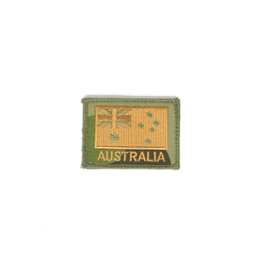 Australian Flag Patch Tan on DPCU (Auscam) Background with Velcro back