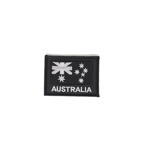Australian Flag Patch Black and Grey on Black with Velcro back