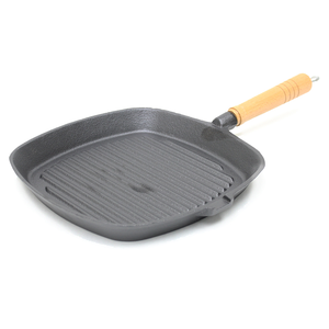 9" Square Griddle With Wooden Handle