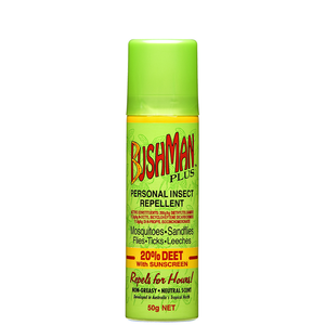 BUSHMAN 50G Aerosol Green with Sunscreen 20% DEET