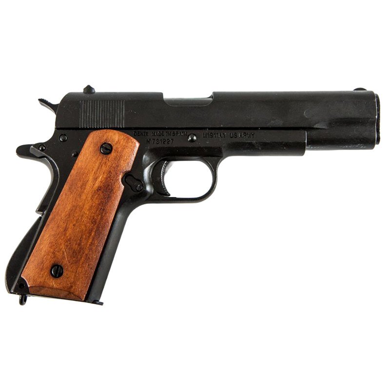 Colt Government M1911A1 Black with Wooden Grips by DENIX