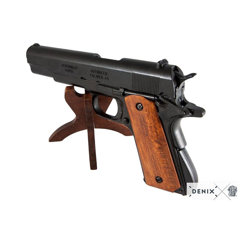 Colt Government M1911A1 Black with Wooden Grips by DENIX