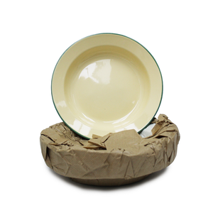 1 Dozen 22cm Enamel Soup Plate - Pastel Yellow by OUTBOUND