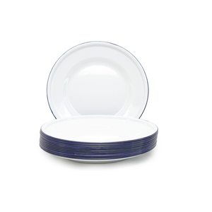 1 Dozen 22cm White Enamel Flat Plate by OUTBOUND