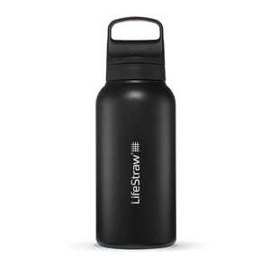 Go 2.0 Stainless Steel Water Filter Bottle 1L Black by LIFESTRAW