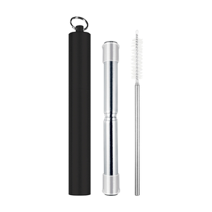 Telescopic Travel Straw With Silicone Tips - Black by AVANTI