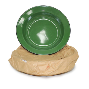 1 Dozen Classic 24cm Enamel Soup Plate in Dark Green by OUTBOUND