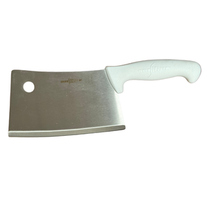 7" Butcher’s Cleaver – High-Carbon Stainless Steel with White Poly Handle by SICUT