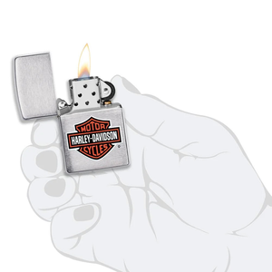 Harley Davidson Logo Colour - Brushed Chrome by ZIPPO