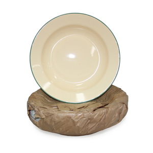 1 Dozen Classic 24cm Enamel Soup Plate in Pastel Yellow by OUTBOUND
