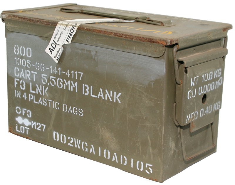 EIGHT 50 CAL GRADE 1 AMMO CANS M2A1 5.56 EMPTY AMMUNITION CANS 8-PACK 