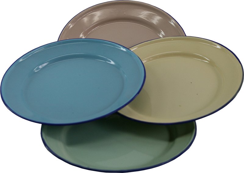 OUTBOUND 26cm Enamel Flat Plate Assorted Colours OUTBOUND NEW Shop