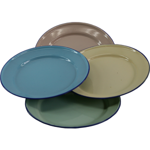 OUTBOUND 26cm Enamel Flat Plate Assorted Colours