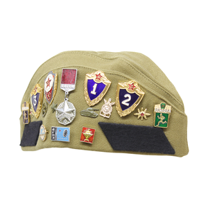 Soviet Side Cap With Propaganda Pins