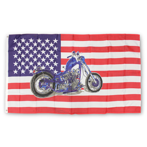 Usa With Motorbike Flag  (Large) 5'x3'