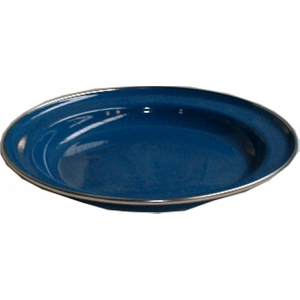 OUTBOUND 26cm Blue Enamel Plate with Stainless Steel Rim